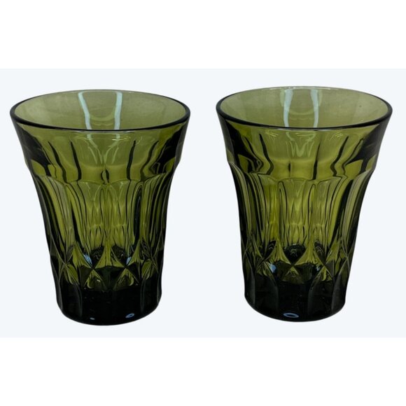 2 Noritake Perspective Green Glass 10 Ounce Flat Tumblers Glasses 4 7/8" - Picture 2 of 6